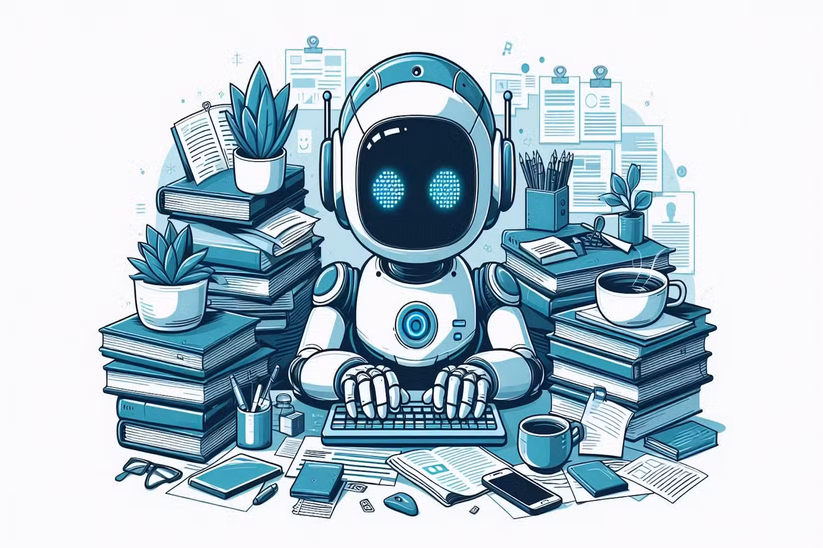 An AI chatbot sitting at a desk at home.