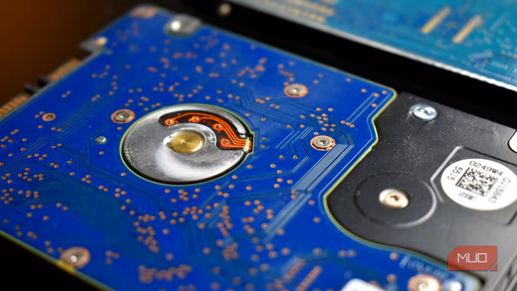 hard drive underside showing circuit board details.