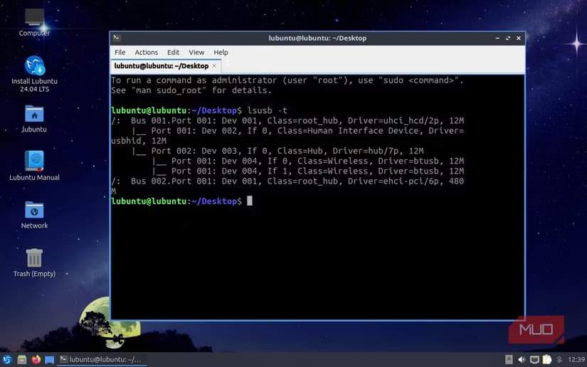 linux lsusb command.