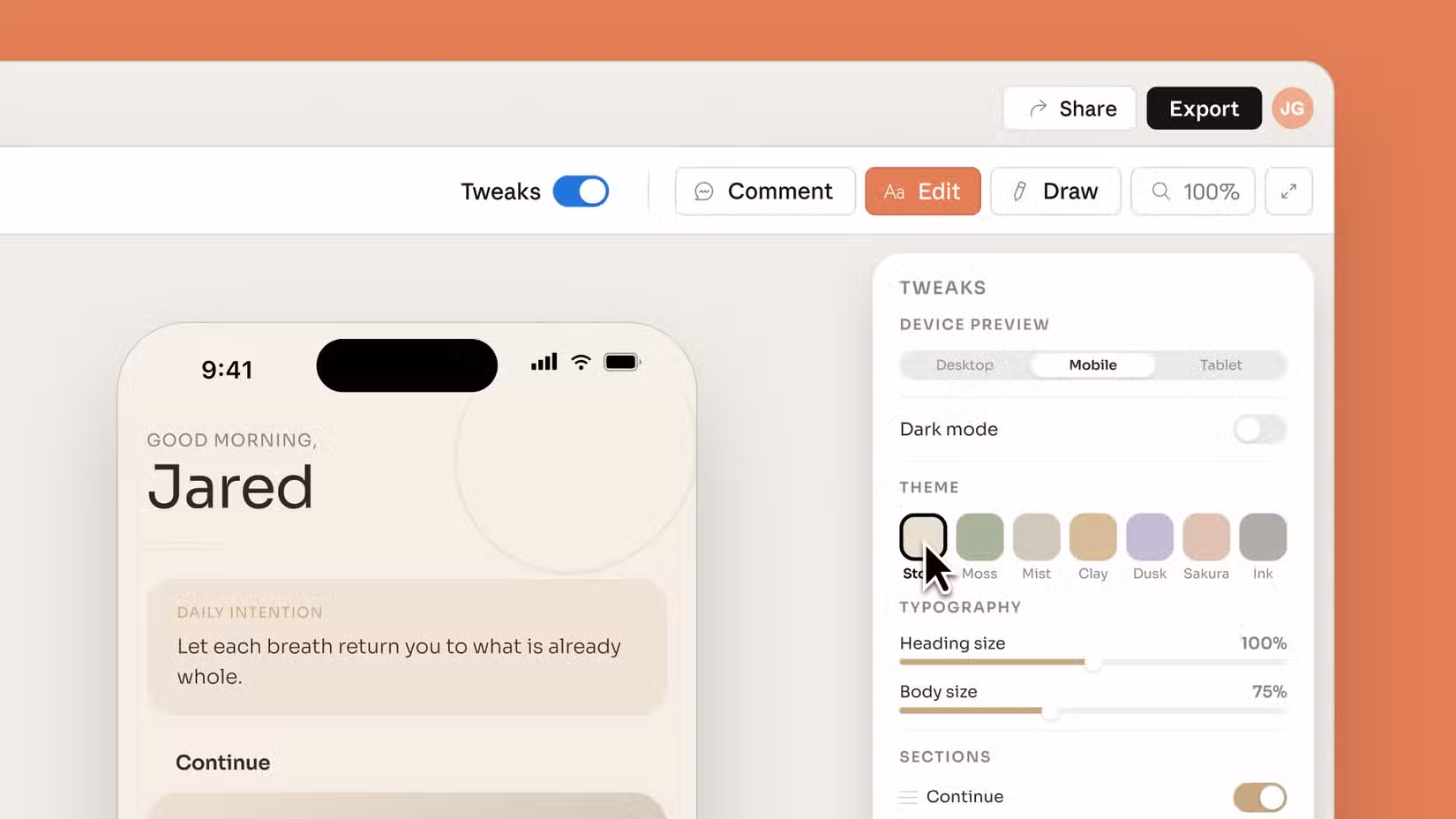 Creating an app design in Claude Design