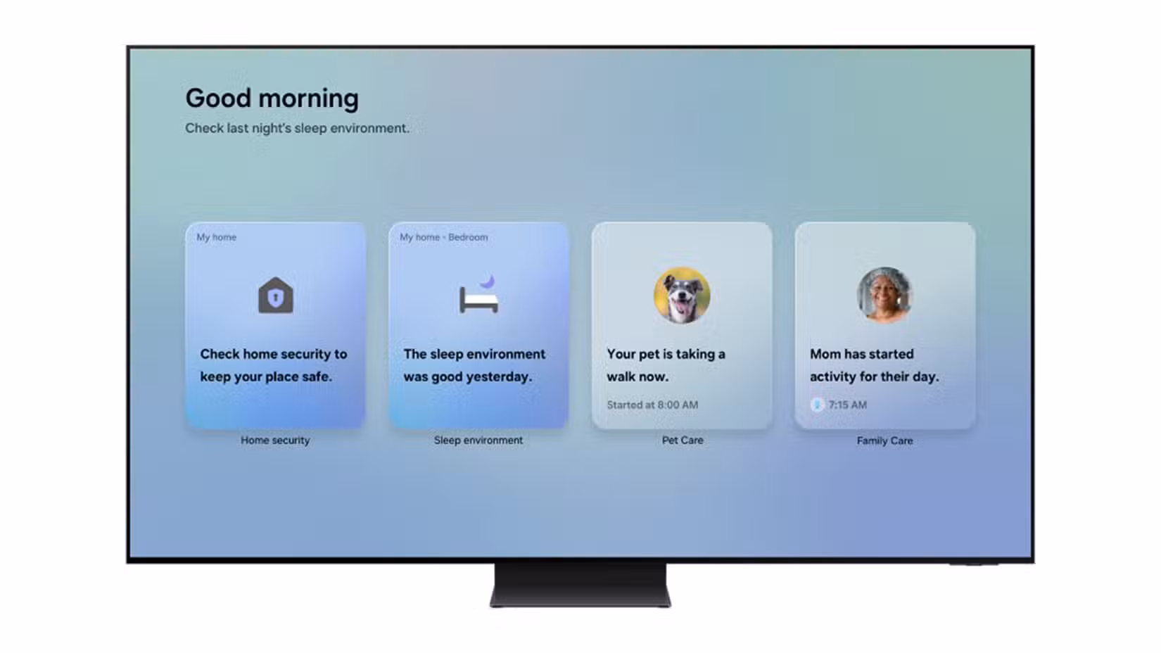 Samsung SmartThings features in Now Brief on a TV