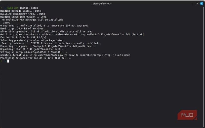 Installing iotop