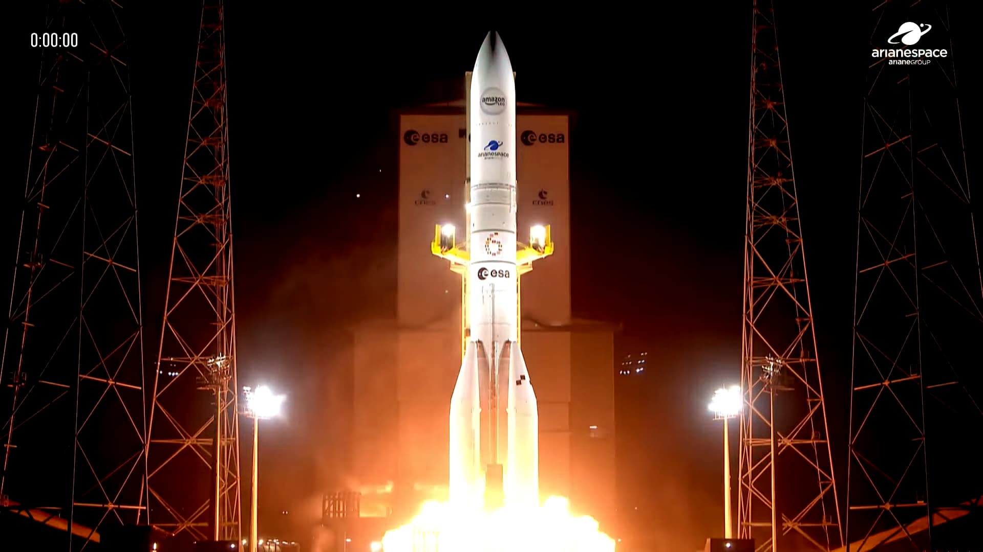 a rocket launched from the pad at night