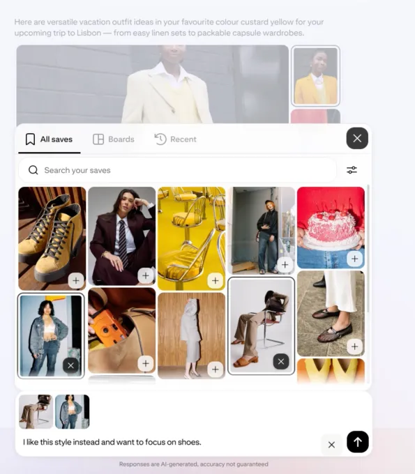 عرض توضيحي لكيفية استخدام Ask Pinterest في التخطيط لمشاريع تسوق متعددة المراحل
