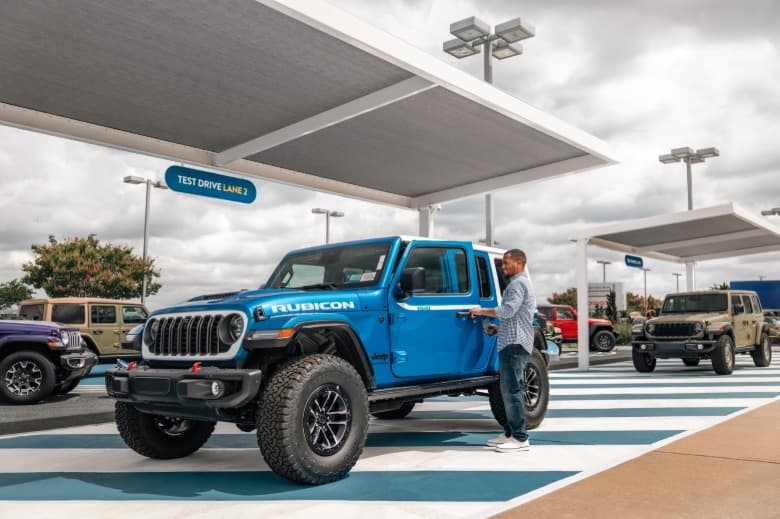 A man takes a Rubicon out for a test drive.