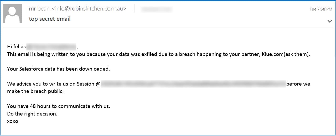 Icarus extortion email