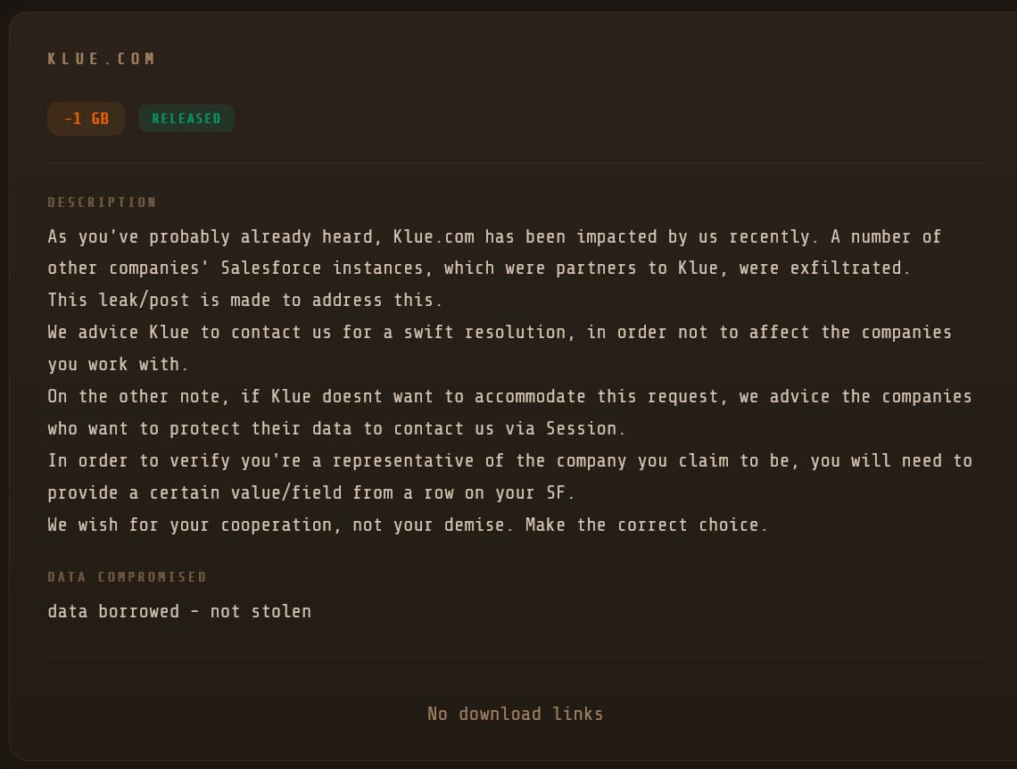 Icarus claiming responsibility for the Klue breach