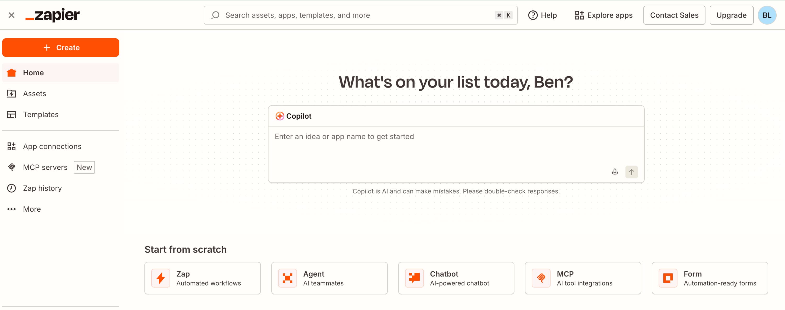 واجهة منصة Zapier لبناء أتمتة سير العمل