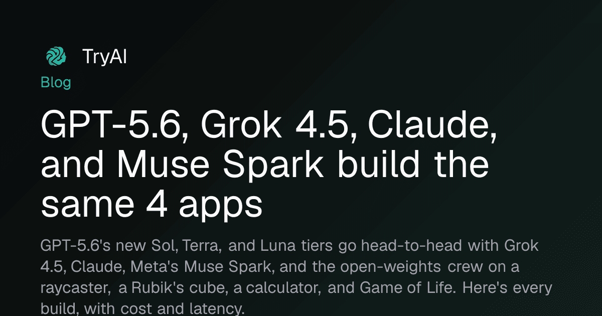 GPT-5.6 vs Grok 4.5 vs Claude: 12 AI models build 4 apps