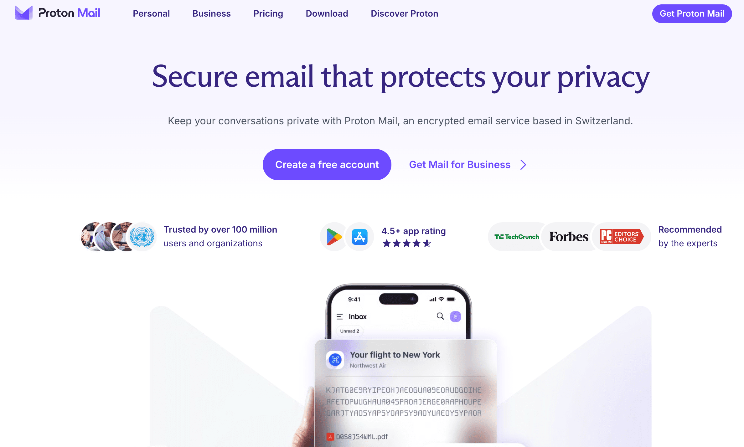 proton-mail homepage
