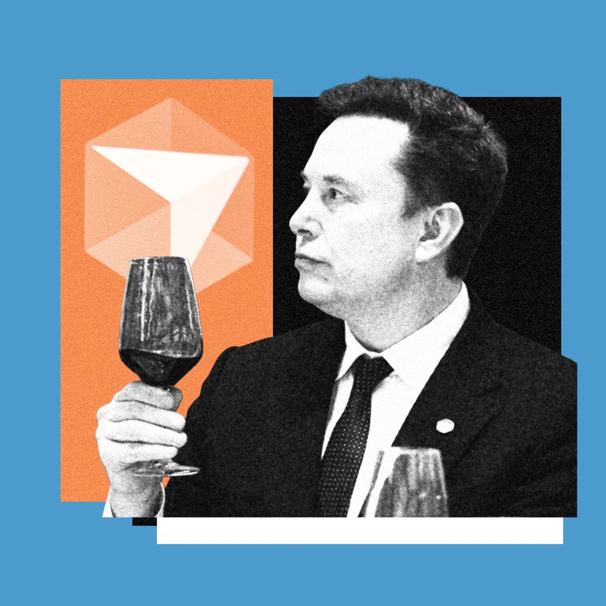 Image may contain Elon Musk Glass Alcohol Beverage Liquor Wine Wine Glass Adult Person Clothing and Formal Wear