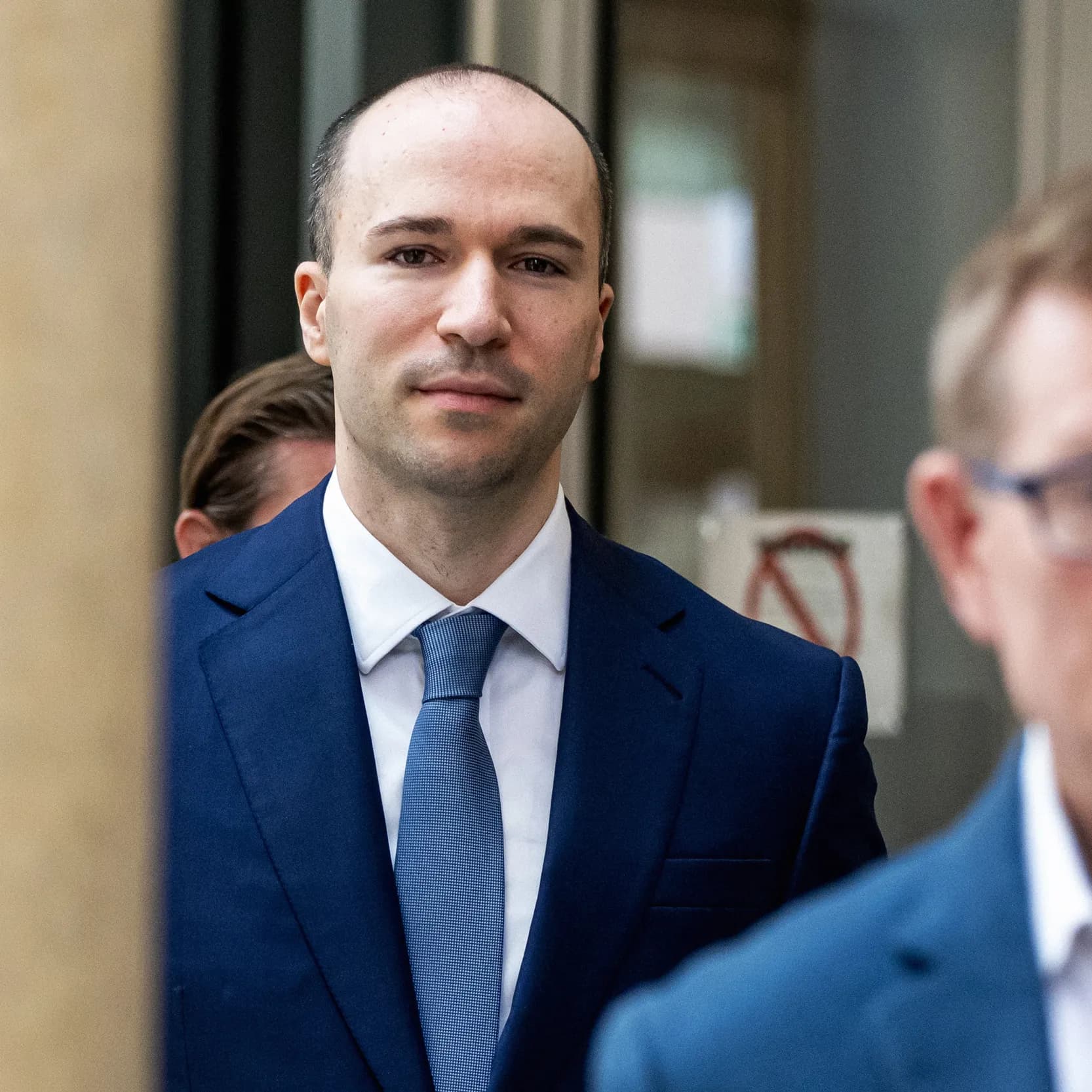 Greg Brockman president and cofounder of OpenAI Inc. exits the federal court in Oakland California US on Monday May 4...