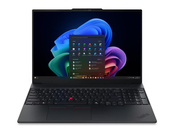 لوحة مفاتيح ThinkPad E16 Gen 4 مع TrackPoint الأحمر المميز ومنافذ التوصيل الجانبية