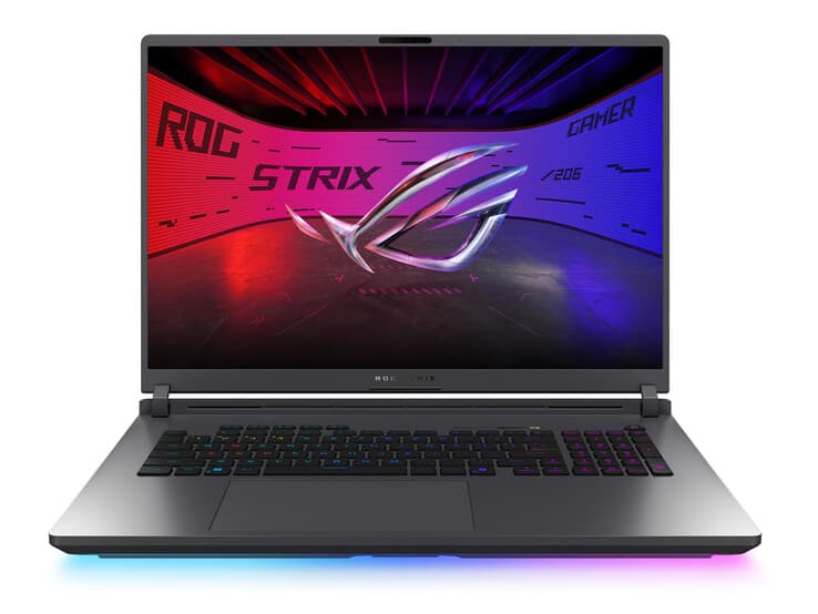 منظر جانبي لحاسوب ROG Strix G18 يُظهر المنافذ والتصميم المشطوف الجديد