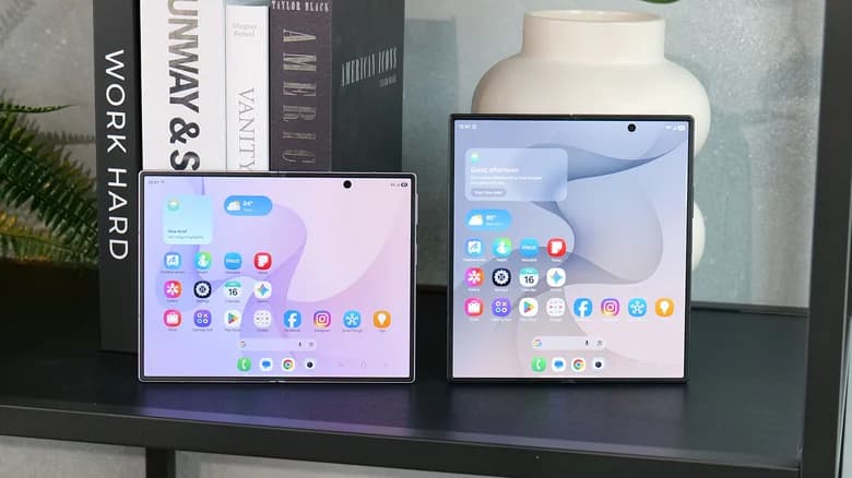 مقارنة بصرية بين حجم شاشة Galaxy Z Fold 8 وZ Fold 8 Ultra عند الفتح