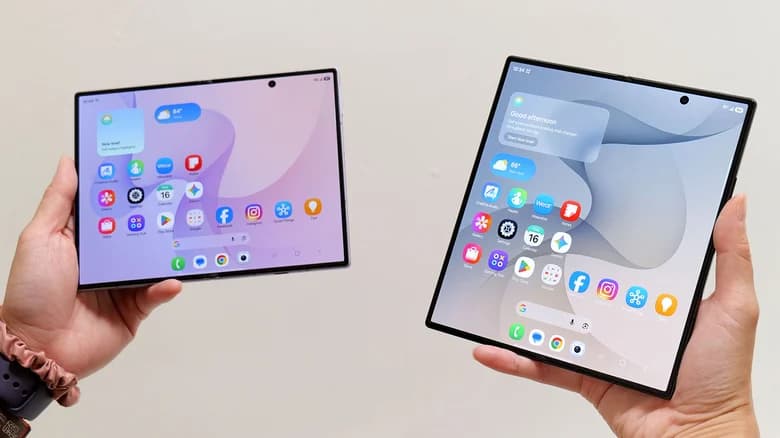 الجزء الخلفي من Galaxy Z Fold 8 Ultra يُظهر منظومة الكاميرات الثلاثية مع العدسة الرئيسية 200 ميجابكسل