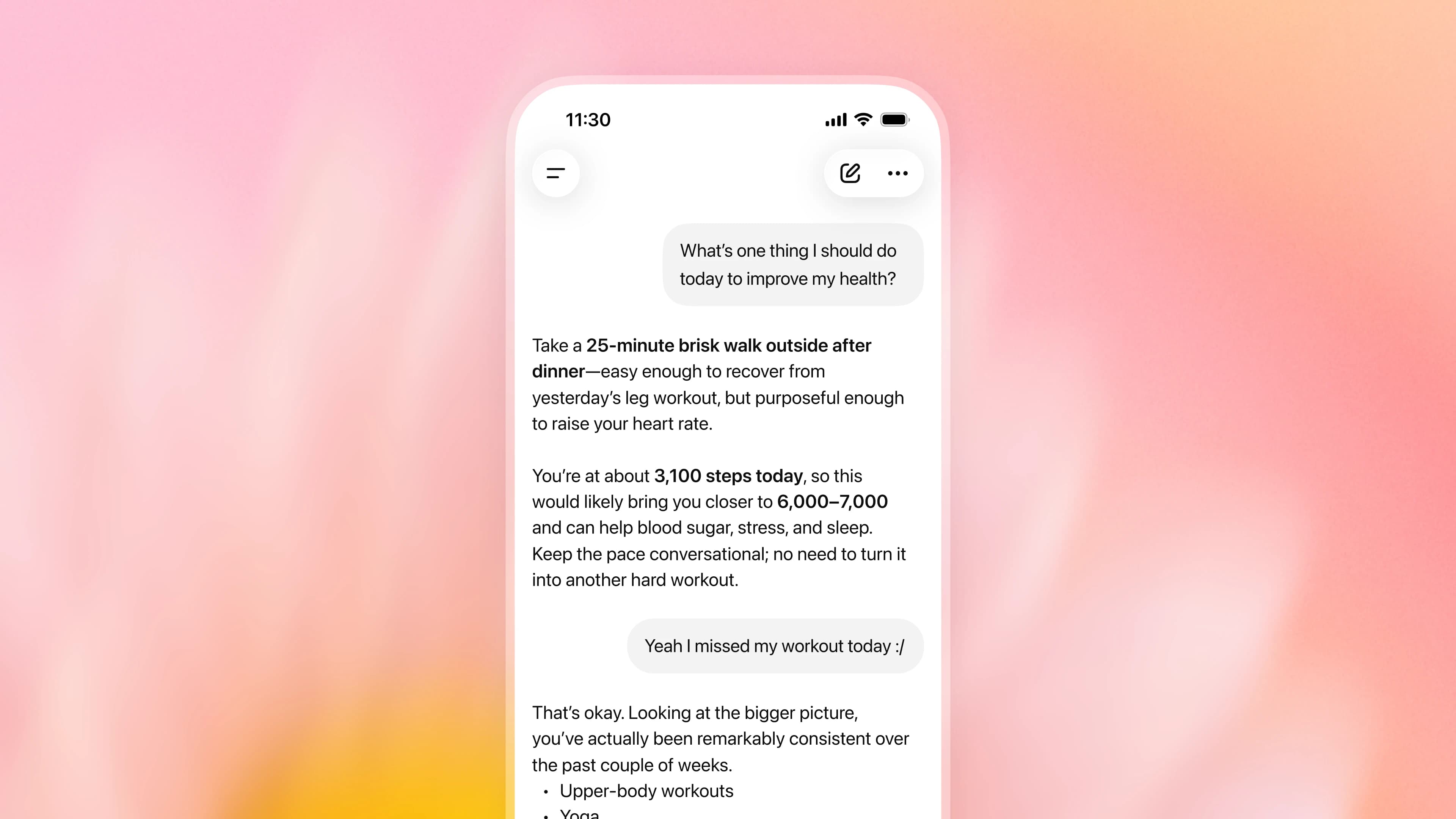 شاشة توضح كيفية ربط Apple Health مع ChatGPT