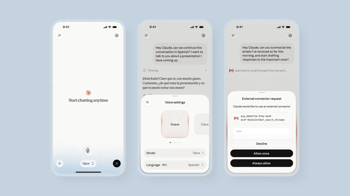 Claude voice mode now lets users pick Opus, Sonnet, or Haiku
