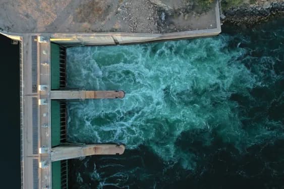 The Palo Verde Diversion Dam on the Colorado River near Ehrenberg, Arizona.