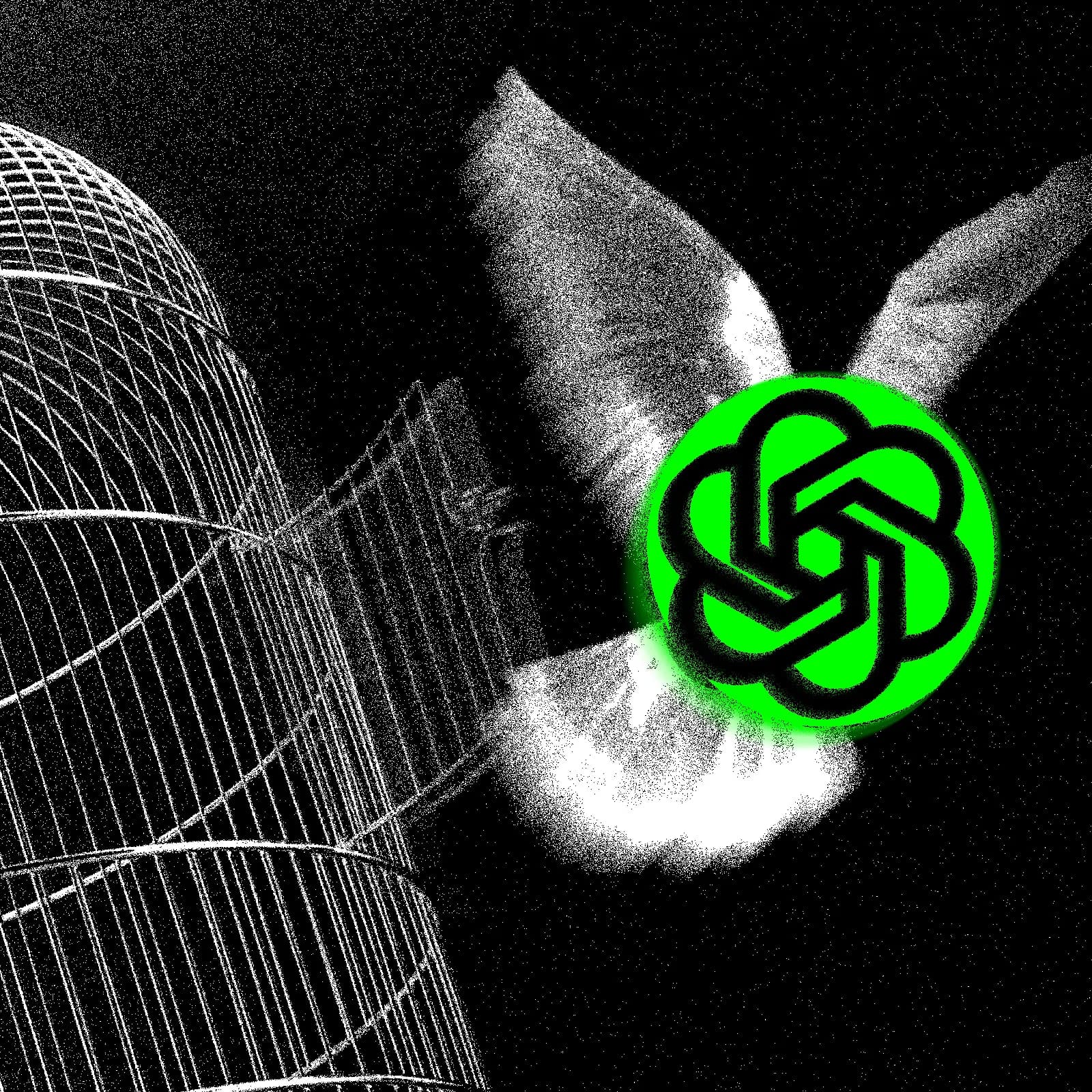 Illustration of the OpenAI logo with wings escaping a cage