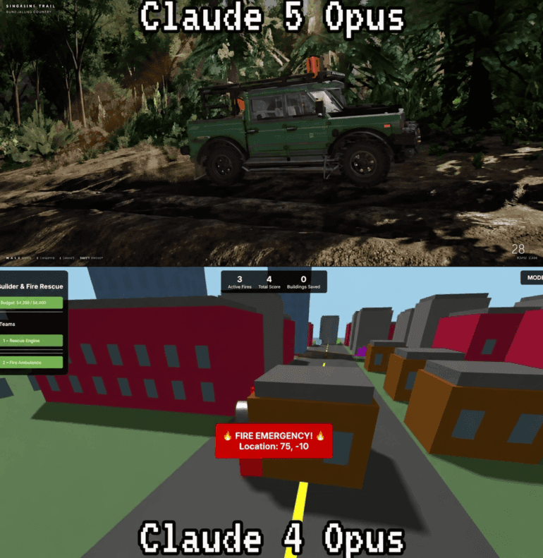 عرض منظر طبيعي بملايين شفرات العشب المتحركة مولَّد بالكامل بواسطة Claude Opus 5