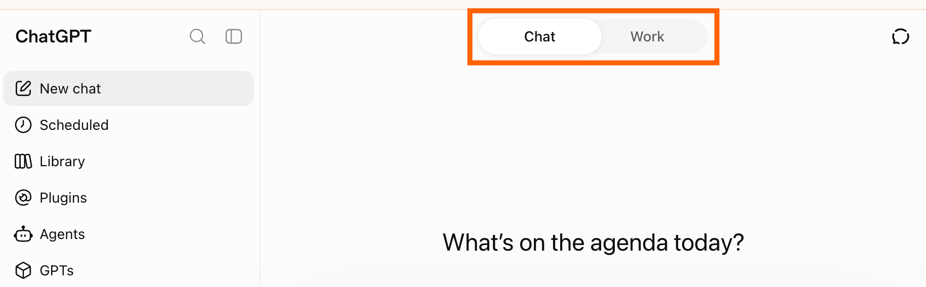 ChatGPT home screen showing the message bar and mode selector