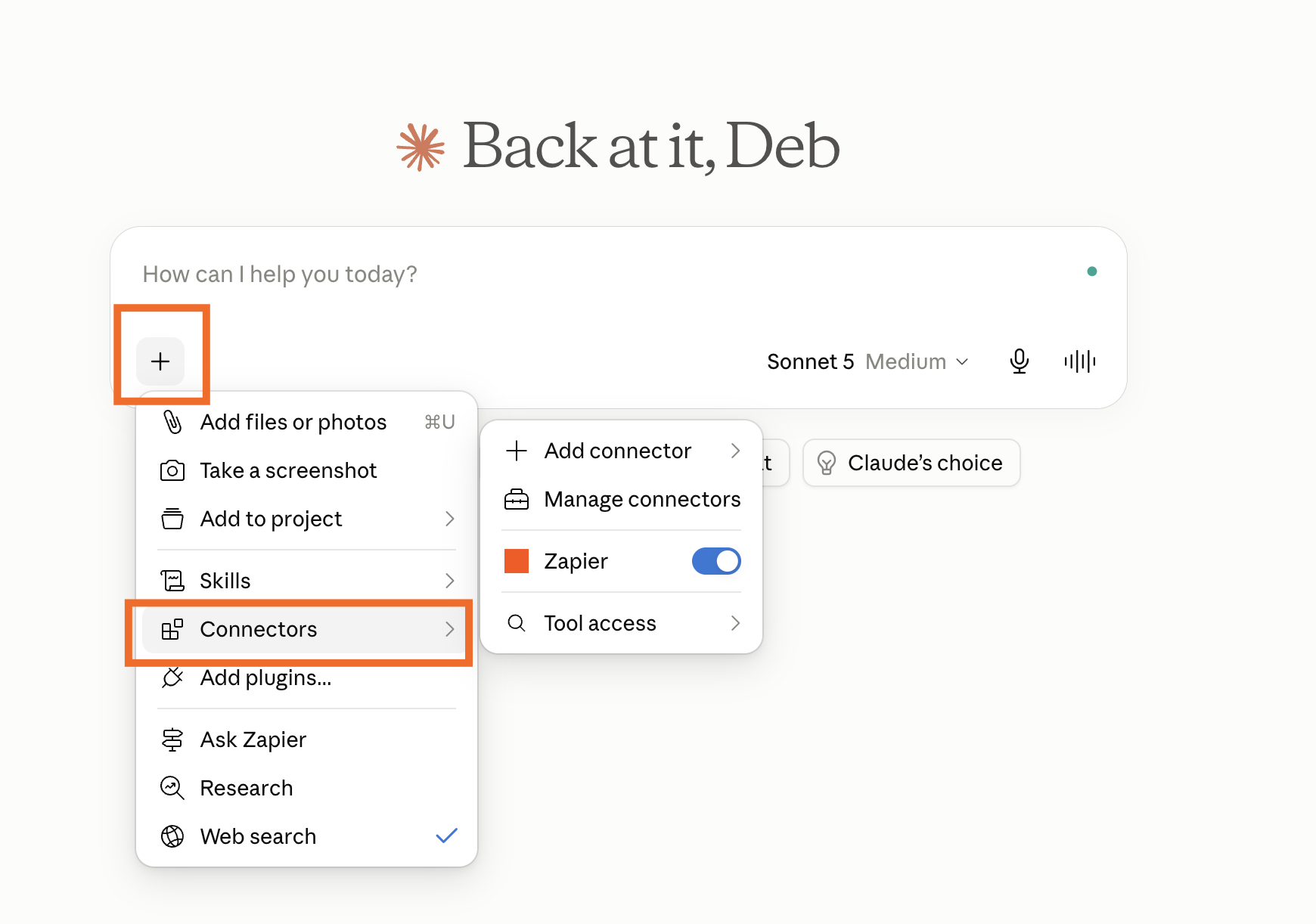 Zapier workflow connecting Claude to multiple business applications