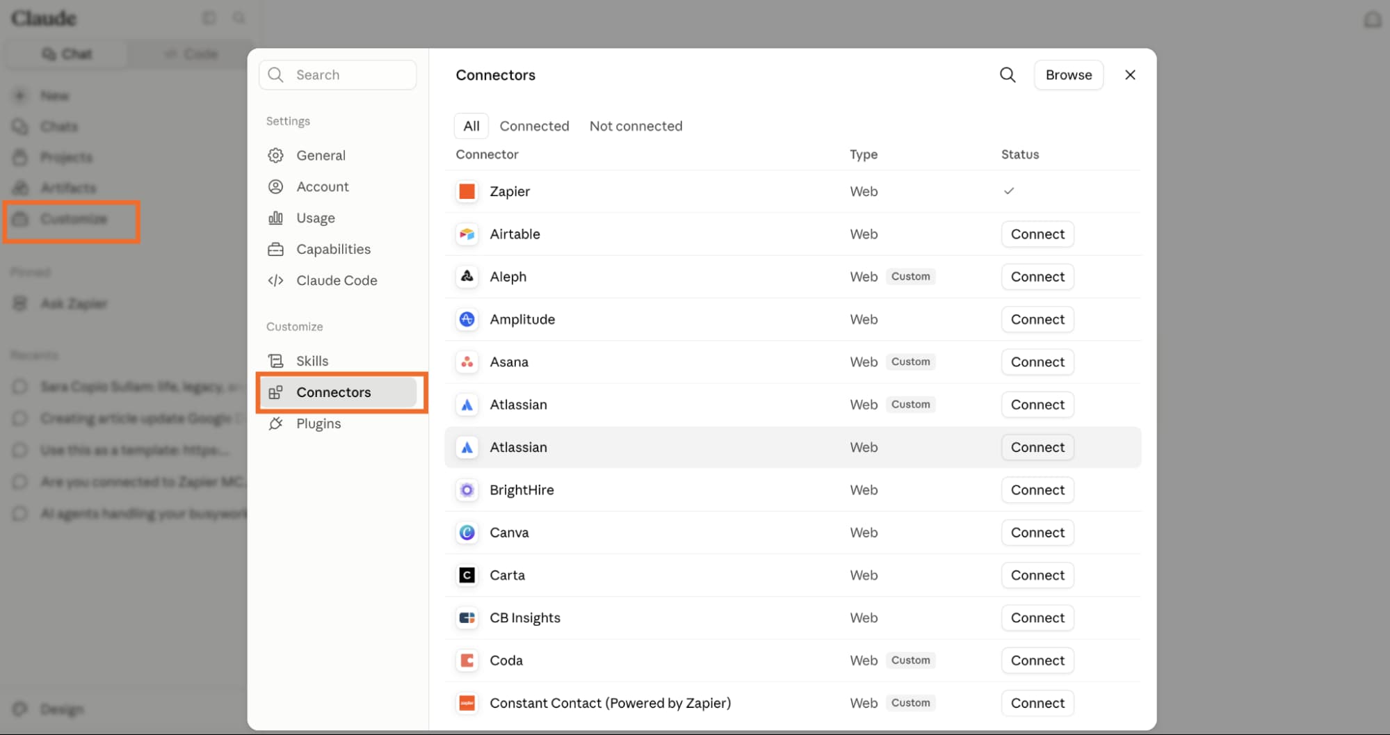 Completed Zapier automation with Claude processing step