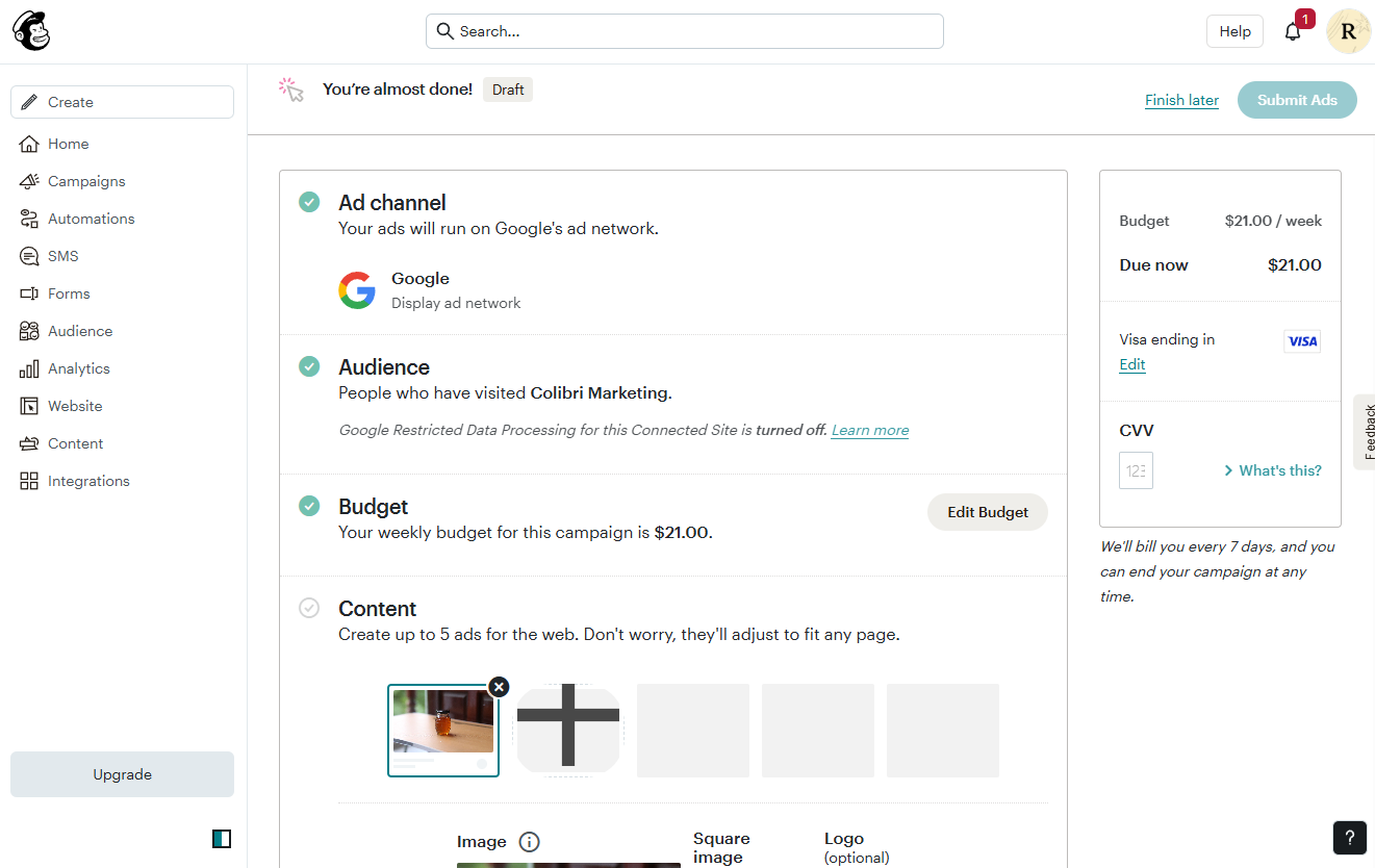 Klaviyo Composer AI interface generating campaign from prompt