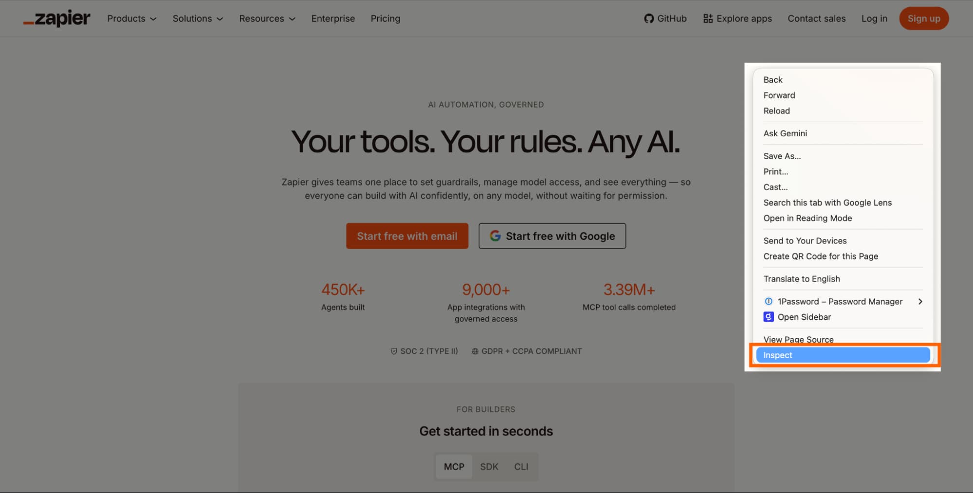 Inspect Element panel open in browser showing HTML structure of a webpage