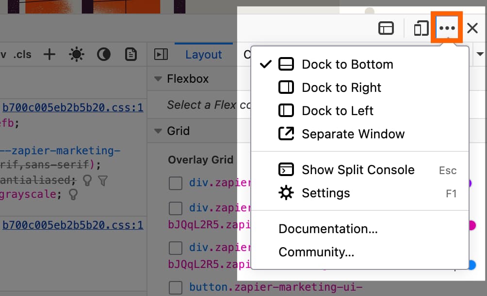 Chrome DevTools Search panel showing search results across multiple files